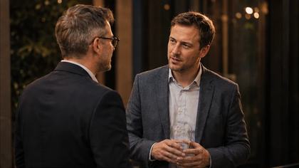 A man talks with one other person